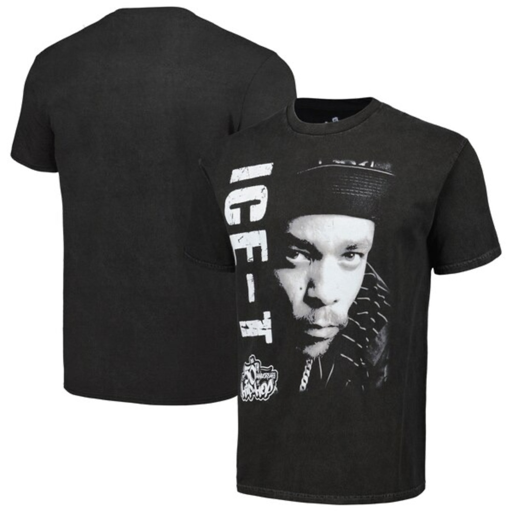 50th Anniversary of Hip Hop Ice-T Washed Graphic T-Shirt - Black Size Medium